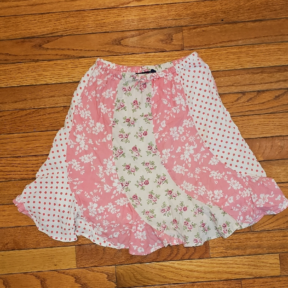 Mini Boden Pink and White Floral Skirt